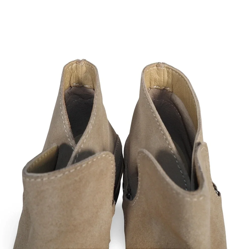 Diba True Caspian‎ Suede Leather Ankle Booties Beige Womens 6.5 Western Bootie